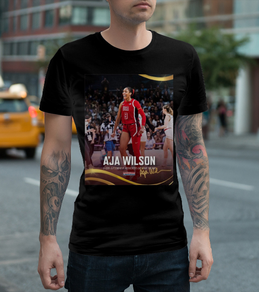 A’Ja Wilson USA Basketball Star 5-On-5 Female Athlete Of The Year 24 Awards Signature T-Shirt