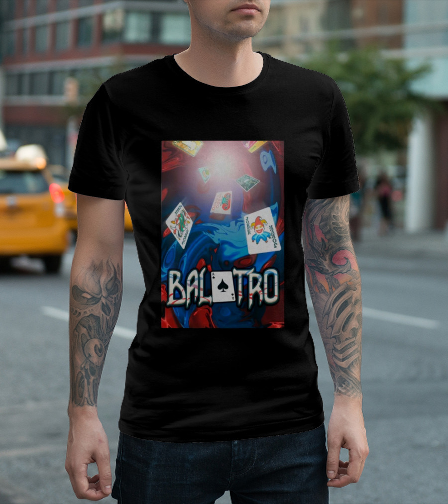 Balatro Game 2024 Tour Playing Cards Jokers and Spades Theme T-Shirt