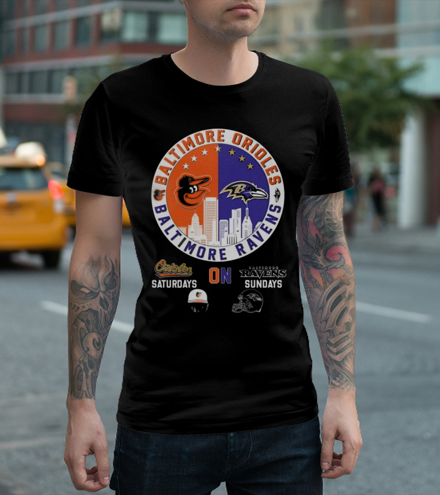 Baltimore Orioles Saturdays Baltimore Ravens Sundays T-Shirt