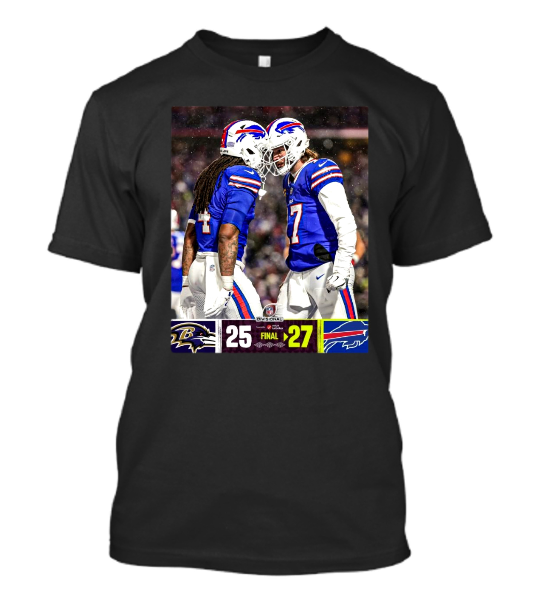 Baltimore Ravens Vs Buffalo Bills NFL Divisional Final Score 25-27 AFC Championship T-Shirt