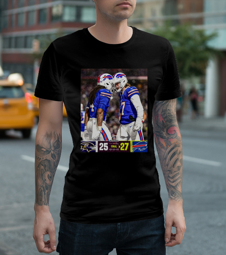 Baltimore Ravens Vs Buffalo Bills NFL Divisional Final Score 25-27 AFC Championship T-Shirt