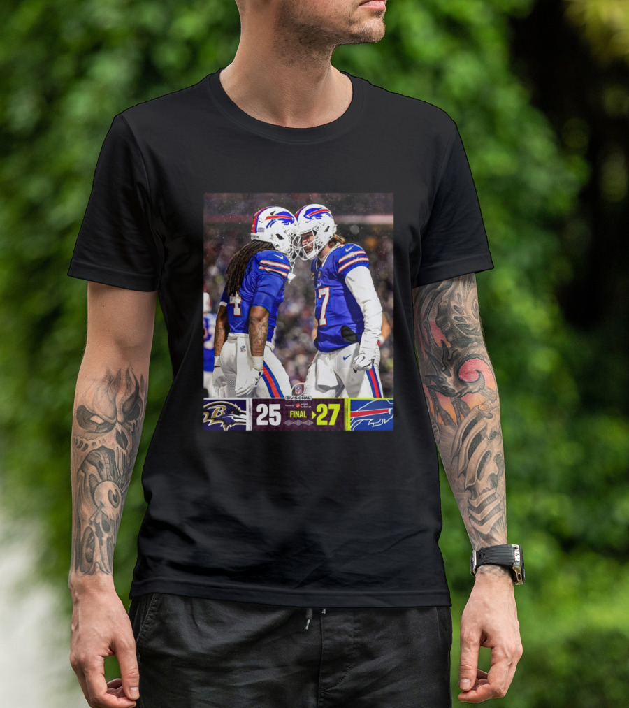 Baltimore Ravens Vs Buffalo Bills NFL Divisional Final Score 25-27 AFC Championship T-Shirt