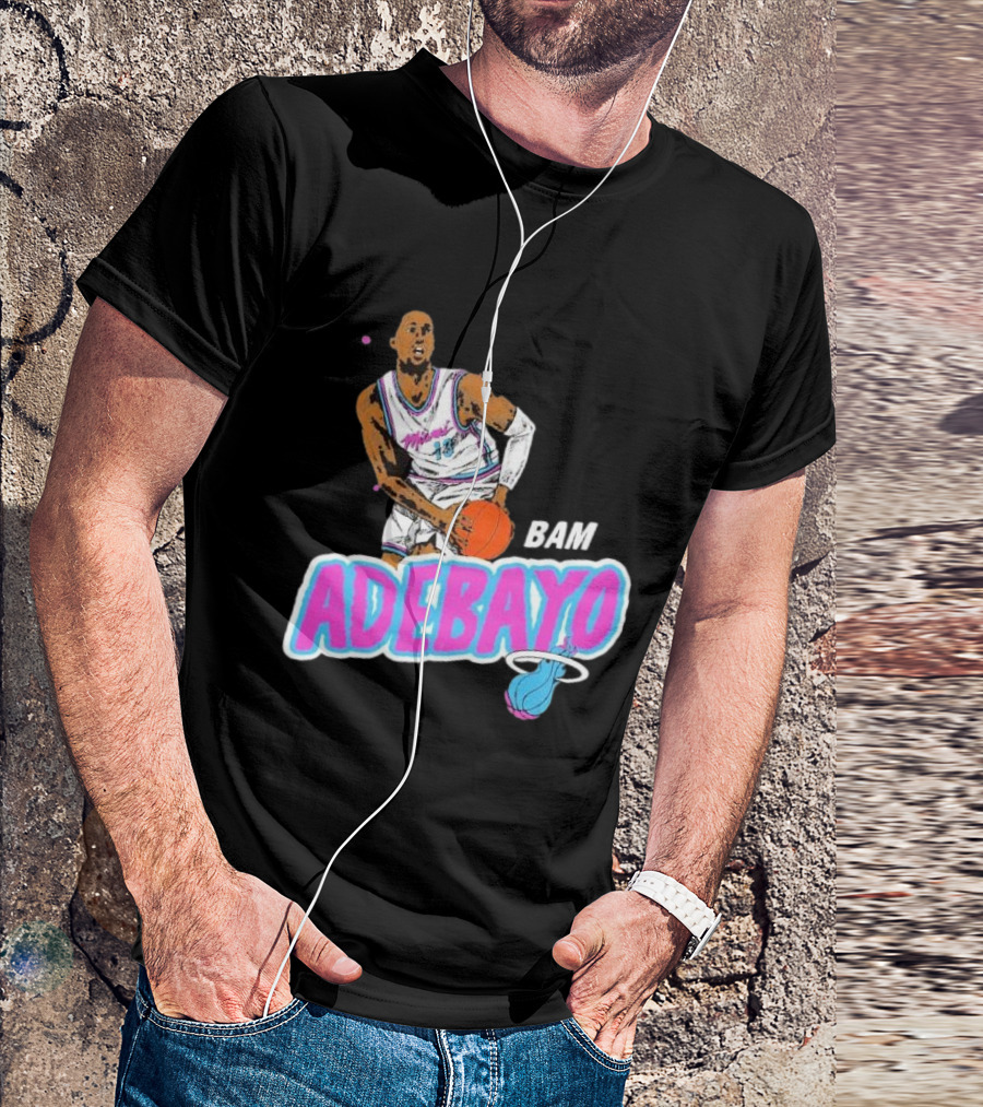 Bam Adebayo Miami Heat Retro Style Caricature With Basketball T-Shirt