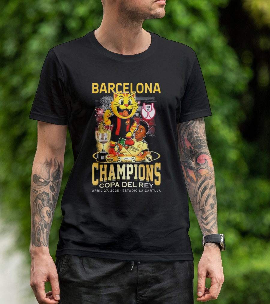 Barcelona Champions Copa Del Rey April 27 2025 Estadio La Cartuja Mascot T-Shirt