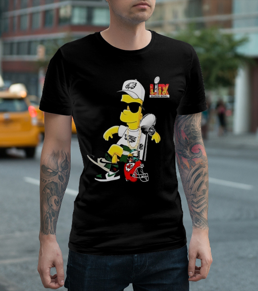 Bart Simpson X Philadelphia Eagles Super Bowl LIX Champions 2025 Essentials Football Chiefs Victory T-Shirt
