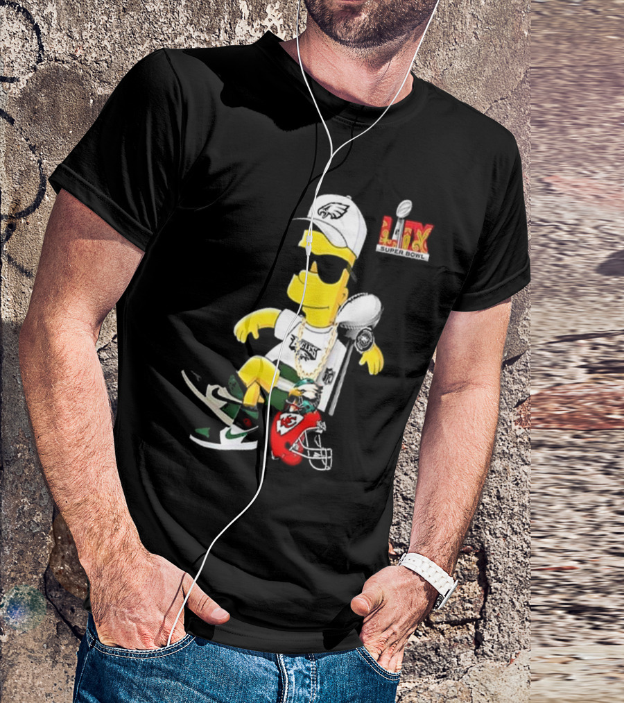 Bart Simpson X Philadelphia Eagles Super Bowl LIX Champions 2025 Essentials Football Chiefs Victory T-Shirt