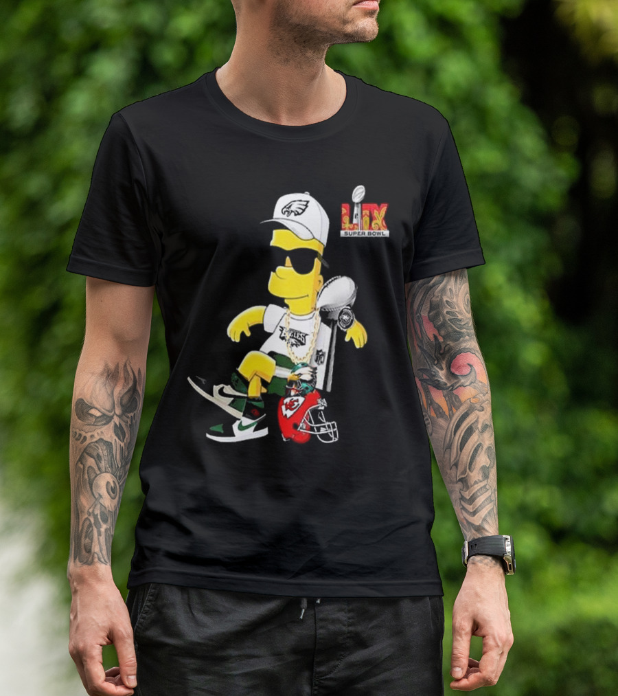 Bart Simpson X Philadelphia Eagles Super Bowl LIX Champions 2025 Essentials Football Chiefs Victory T-Shirt