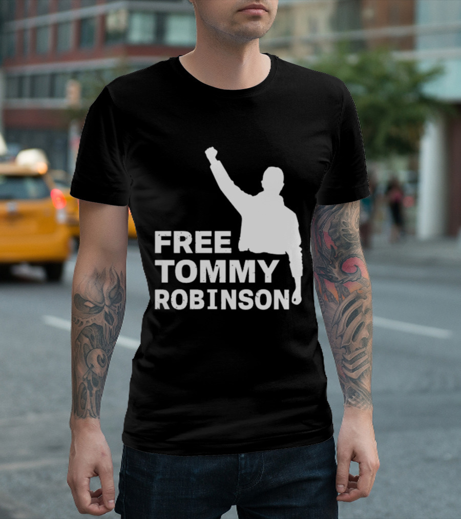 Free Tommy Robinson Activist Silhouette Fist Raised T-Shirt
