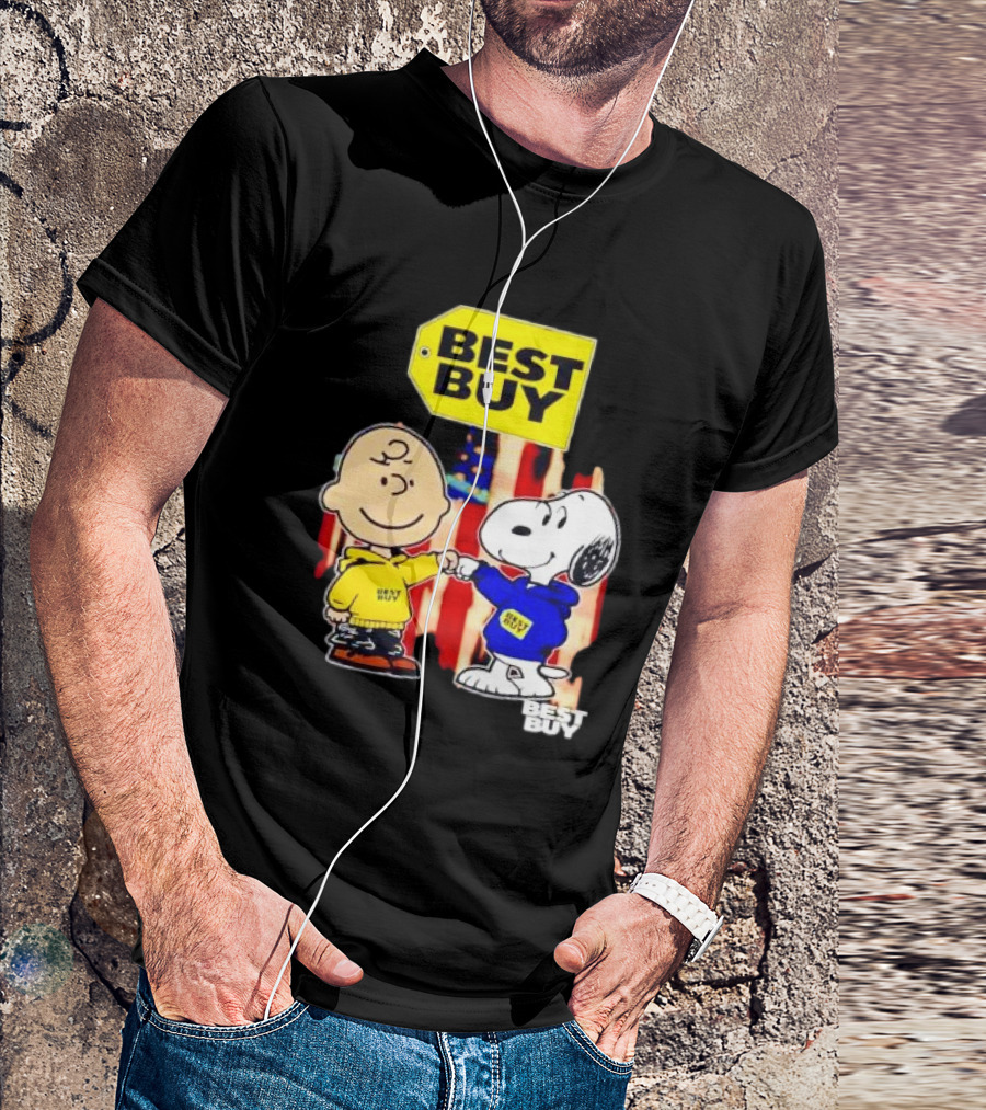 Best Buy Charlie Brown Snoopy Yellow Blue S Fist Bump T-Shirt
