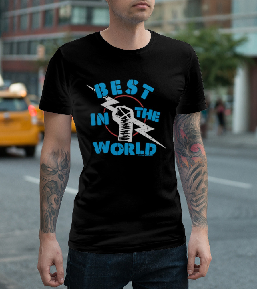 Best In The World Fist Lightning Bolt Circle T-Shirt