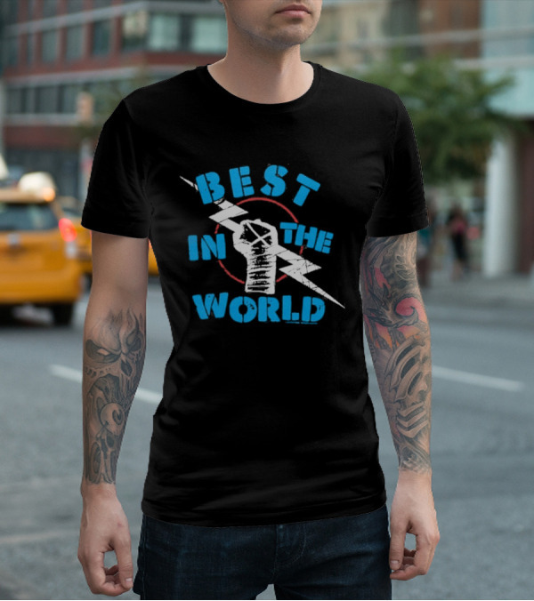 Best In The World Fist Lightning Bolt Circle T-Shirt