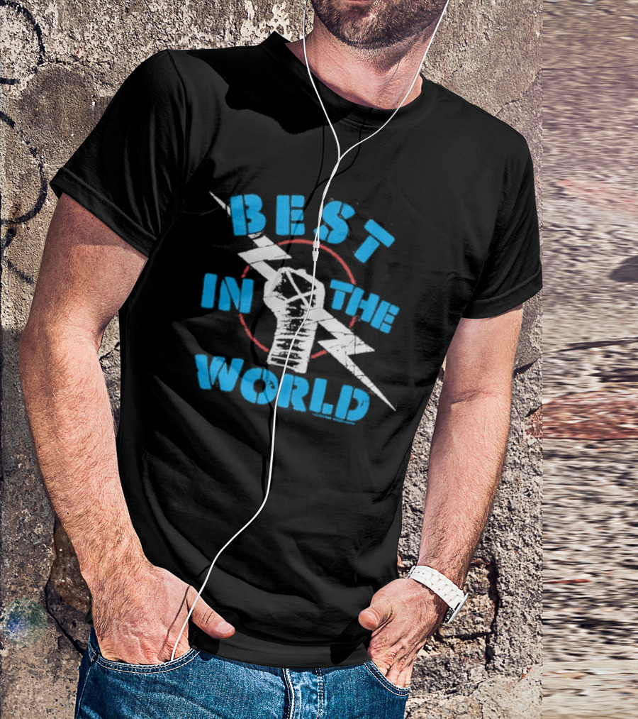 Best In The World Fist Lightning Bolt Circle T-Shirt