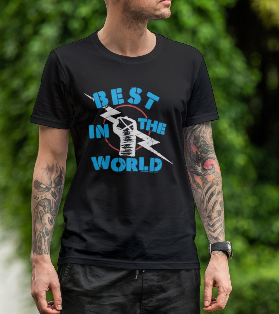 Best In The World Fist Lightning Bolt Circle T-Shirt