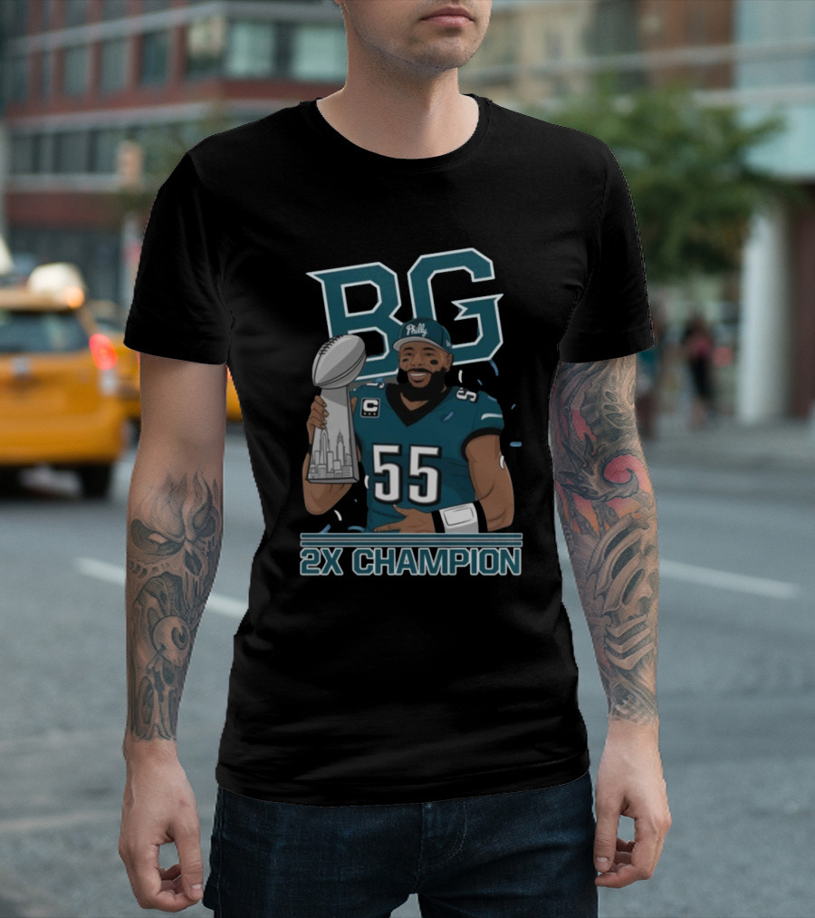 BG Brandon Graham Philly 55 2X Champion Super Bowl Trophy T-Shirt