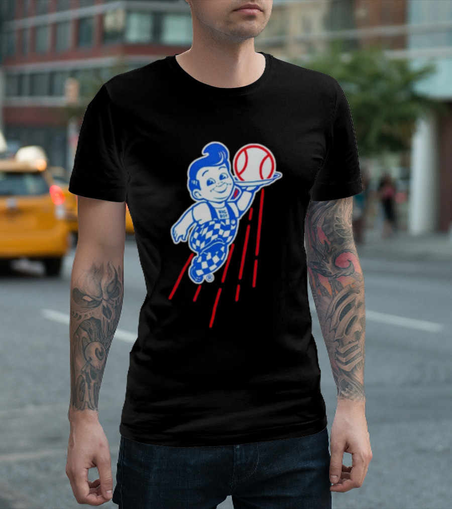 Big Boy Baseball Los Angeles Dodgers Checker Overalls Red Stripes T-Shirt