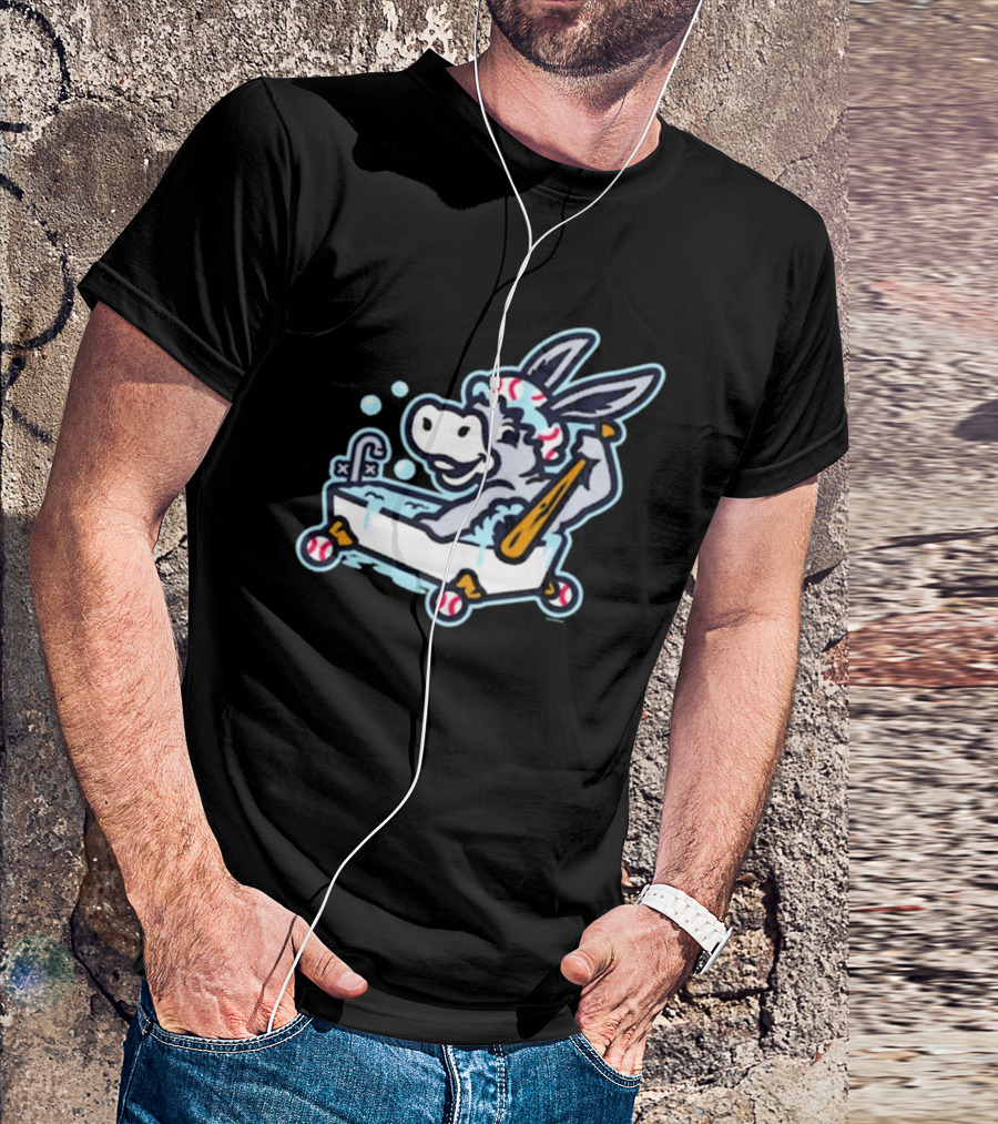 Binghamton Bathtub Donkeys Riding Bathtub Baseball Bats Binghamton Rumble Ponies T-Shirt