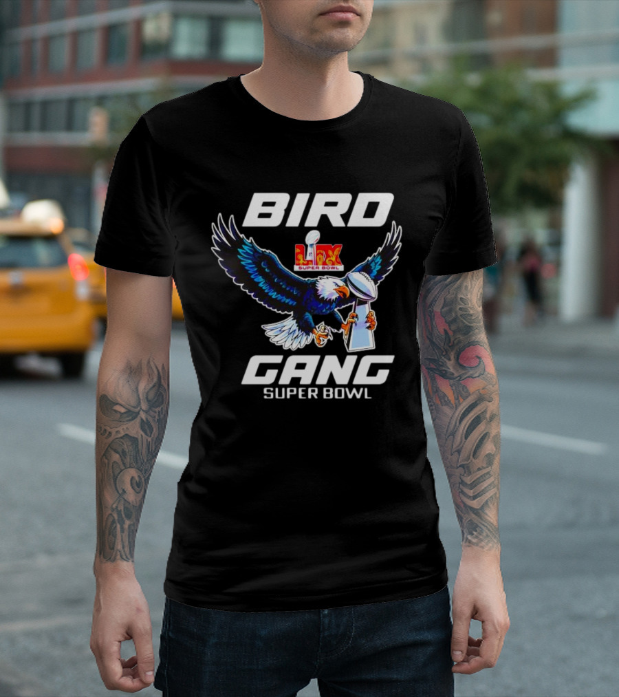 Bird Gang Super Bowl LIX Champions Eagle Swooping Trophy T-Shirt