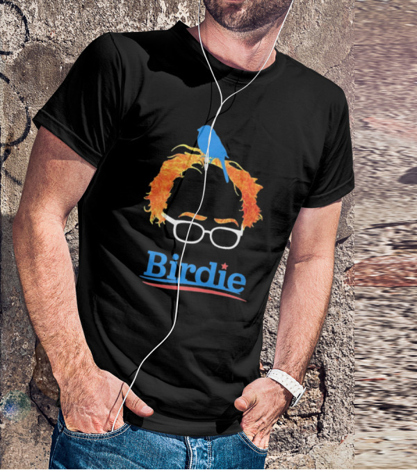 Birdie Sanders Blue Bird With Glasses And Orange Hair T-Shirt