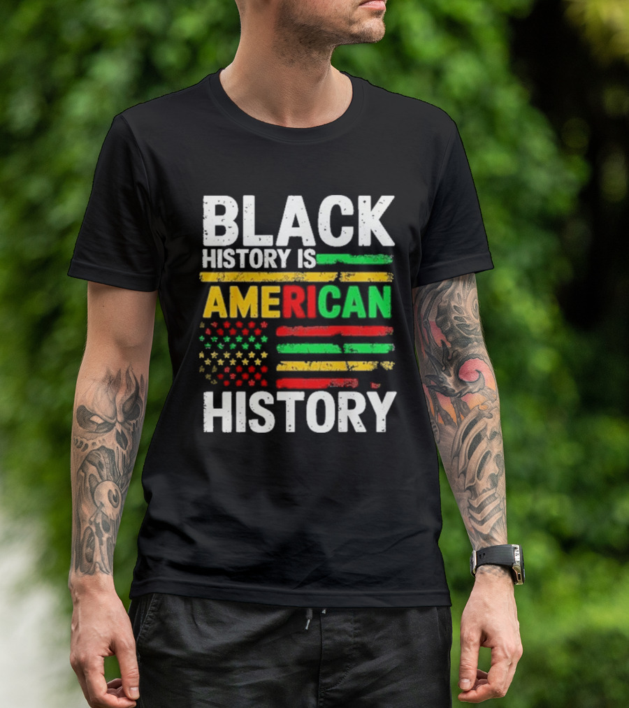 Black History Is American History Vintage Flag Design T-Shirt