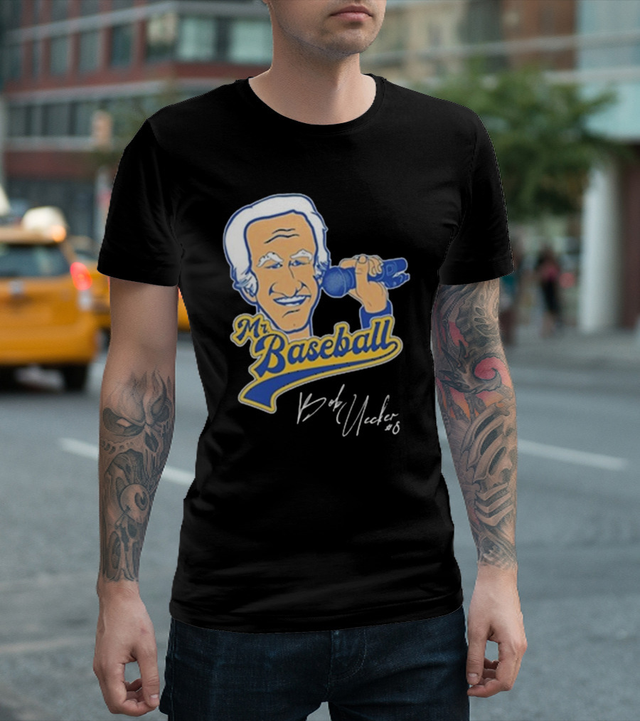 Mr Baseball Bob Uecker UECK Microphone Illustration T-Shirt
