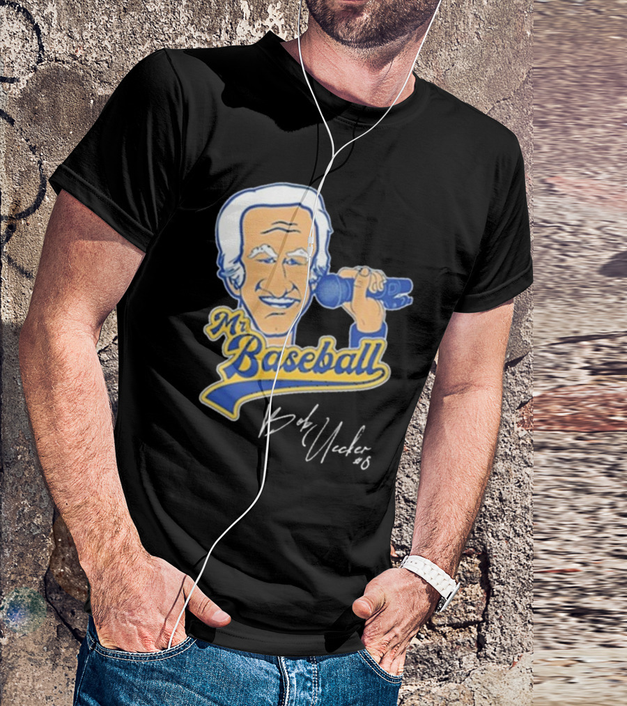 Mr Baseball Bob Uecker UECK Microphone Illustration T-Shirt
