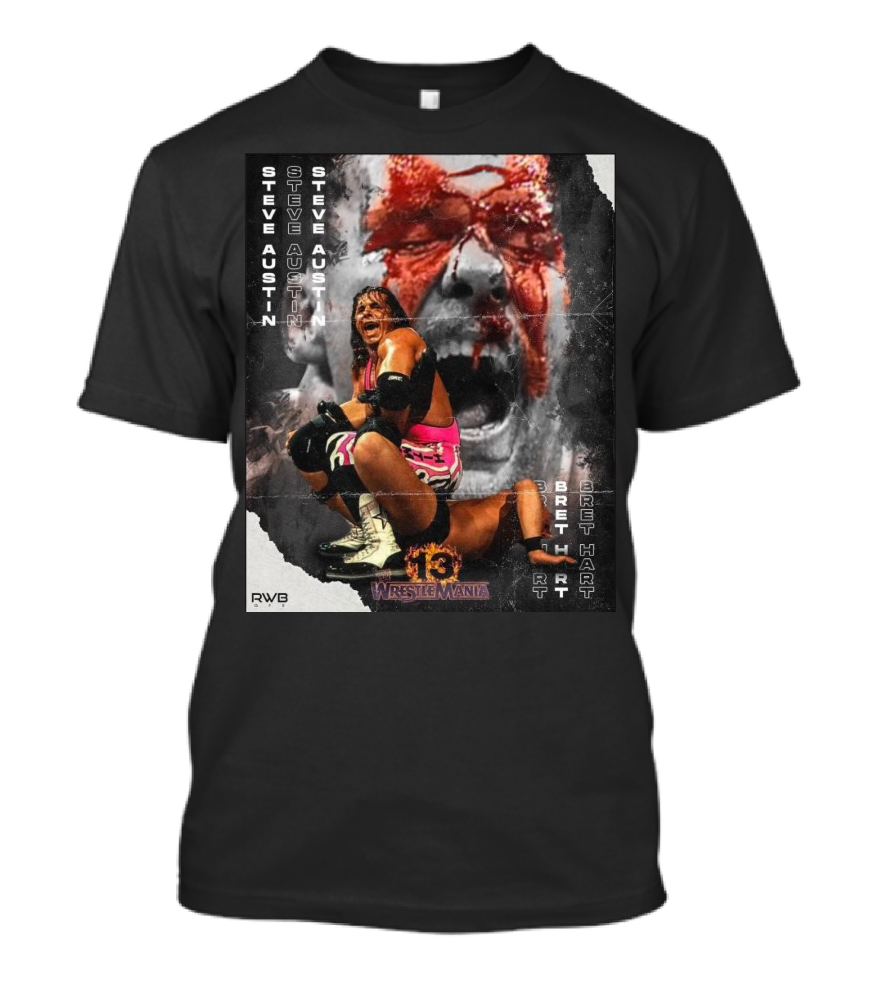 Bret Hart Vs Stone Cold Steve Austin 13 Wrestlemania WWE Vintage T-Shirt