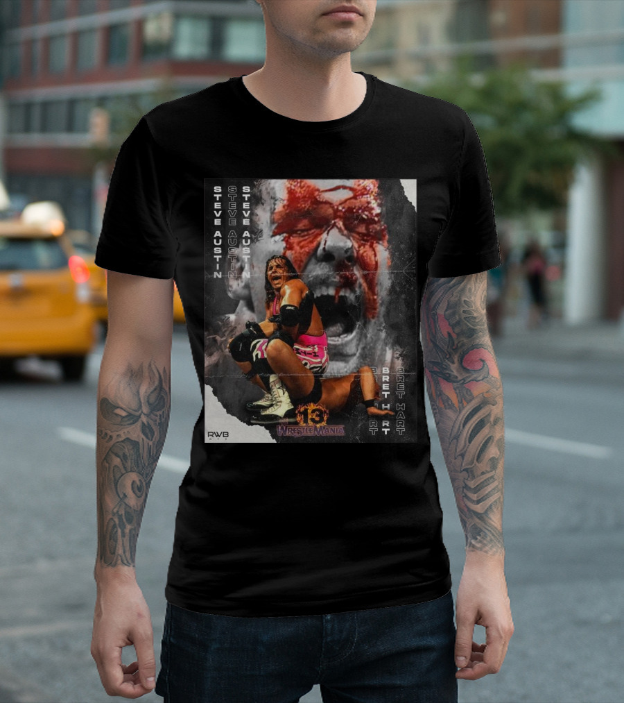 Bret Hart Vs Stone Cold Steve Austin 13 Wrestlemania WWE Vintage T-Shirt