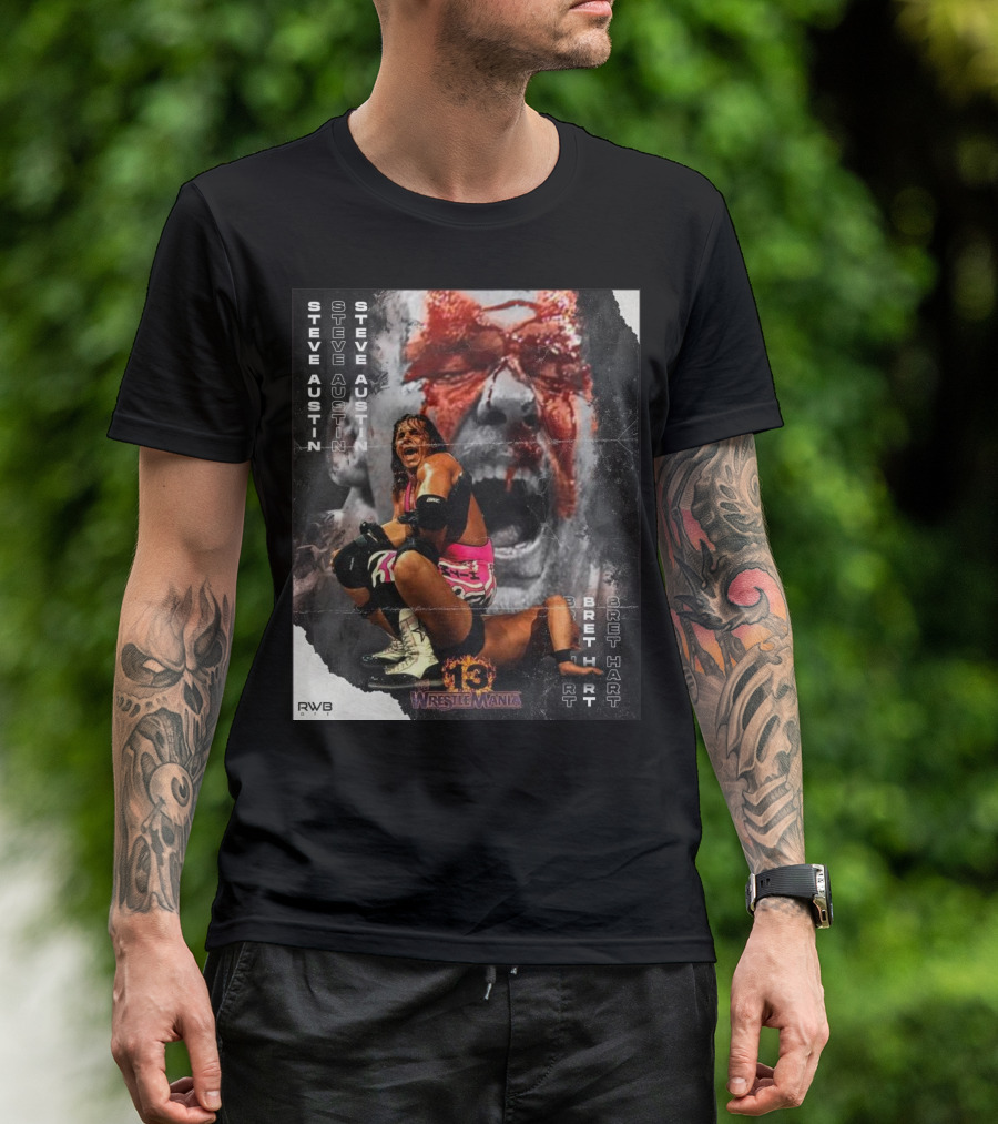 Bret Hart Vs Stone Cold Steve Austin 13 Wrestlemania WWE Vintage T-Shirt