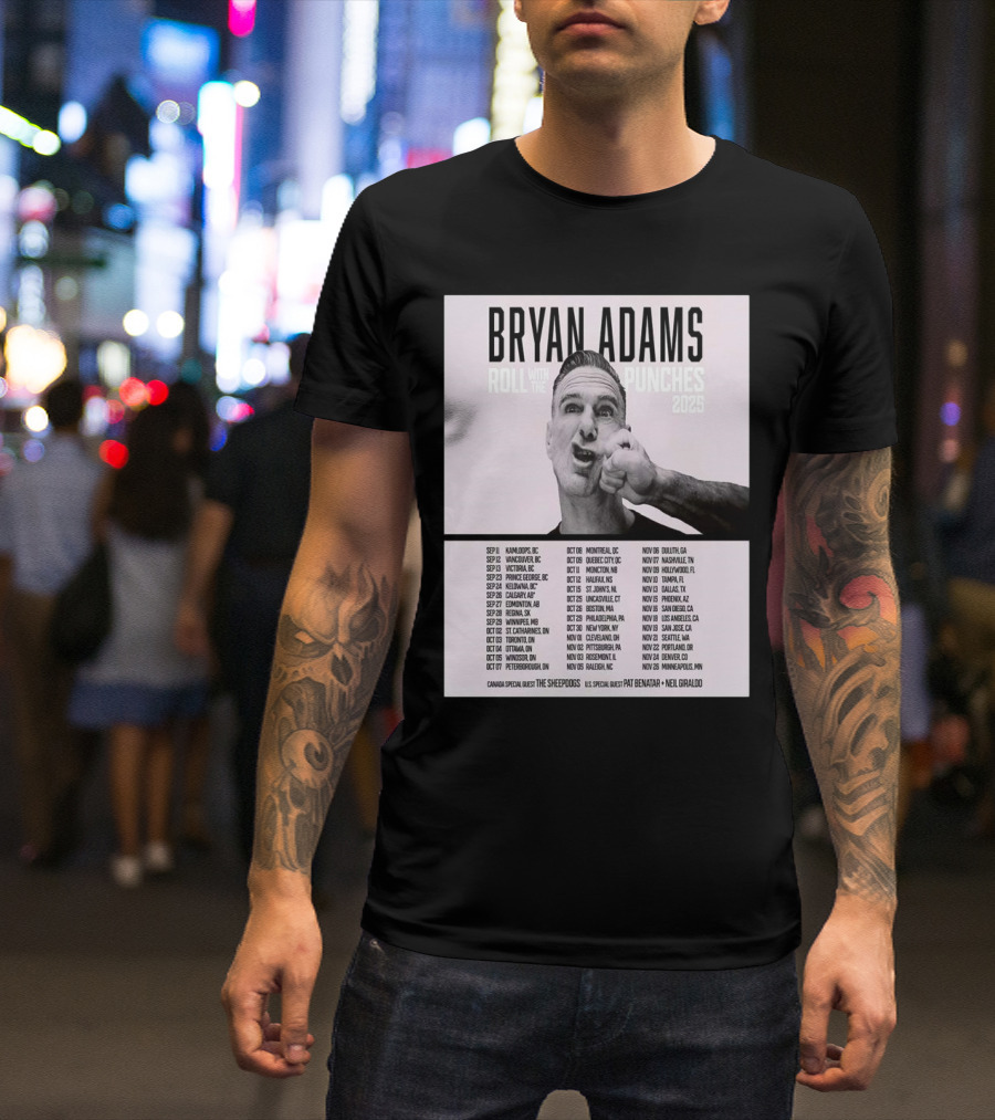 Bryan Adams Roll With The Punches 2025 North America Tour T-Shirt