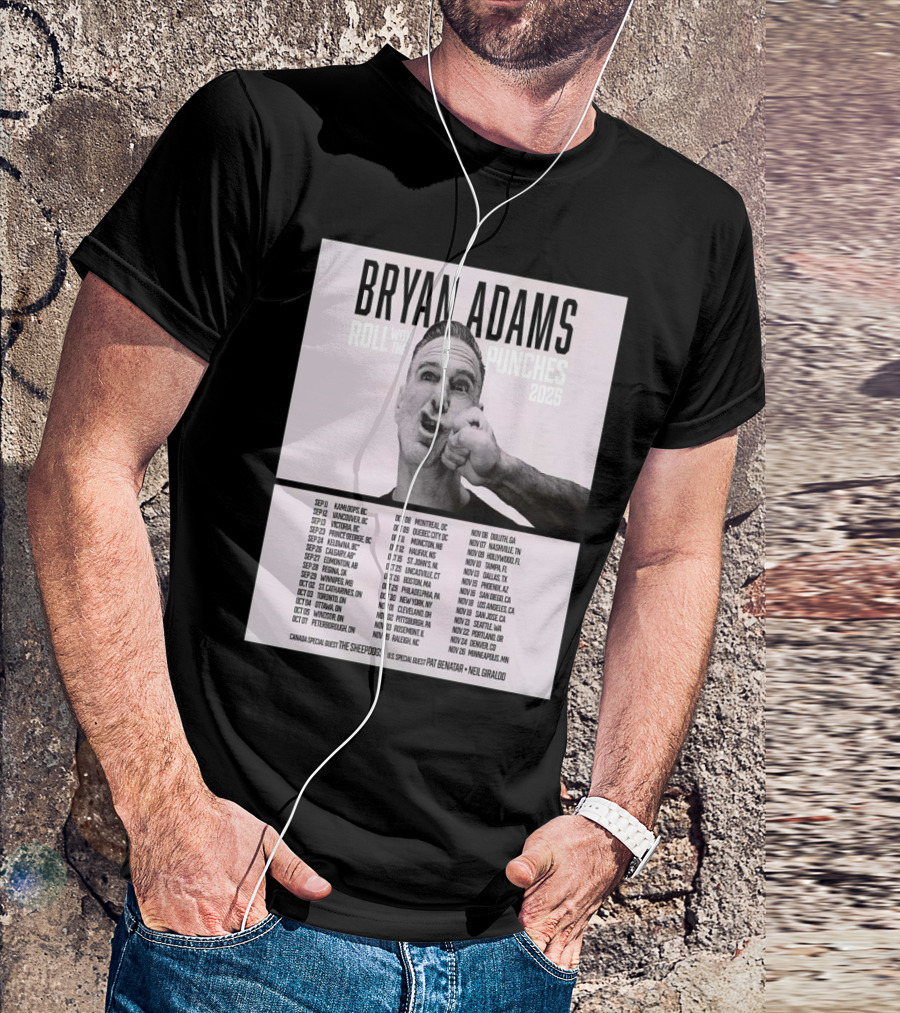Bryan Adams Roll With The Punches 2025 North America Tour T-Shirt
