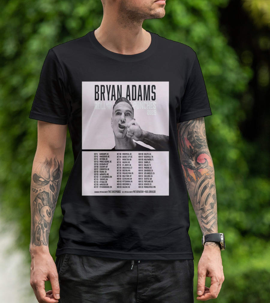 Bryan Adams Roll With The Punches 2025 North America Tour T-Shirt