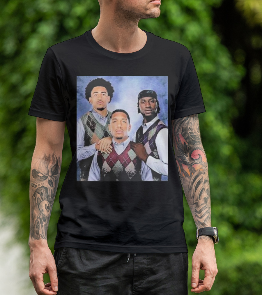 Bryce Young Chuba Hubbard Xavier Legette Vintage Argyle Sweater Step Brothers Look T-Shirt