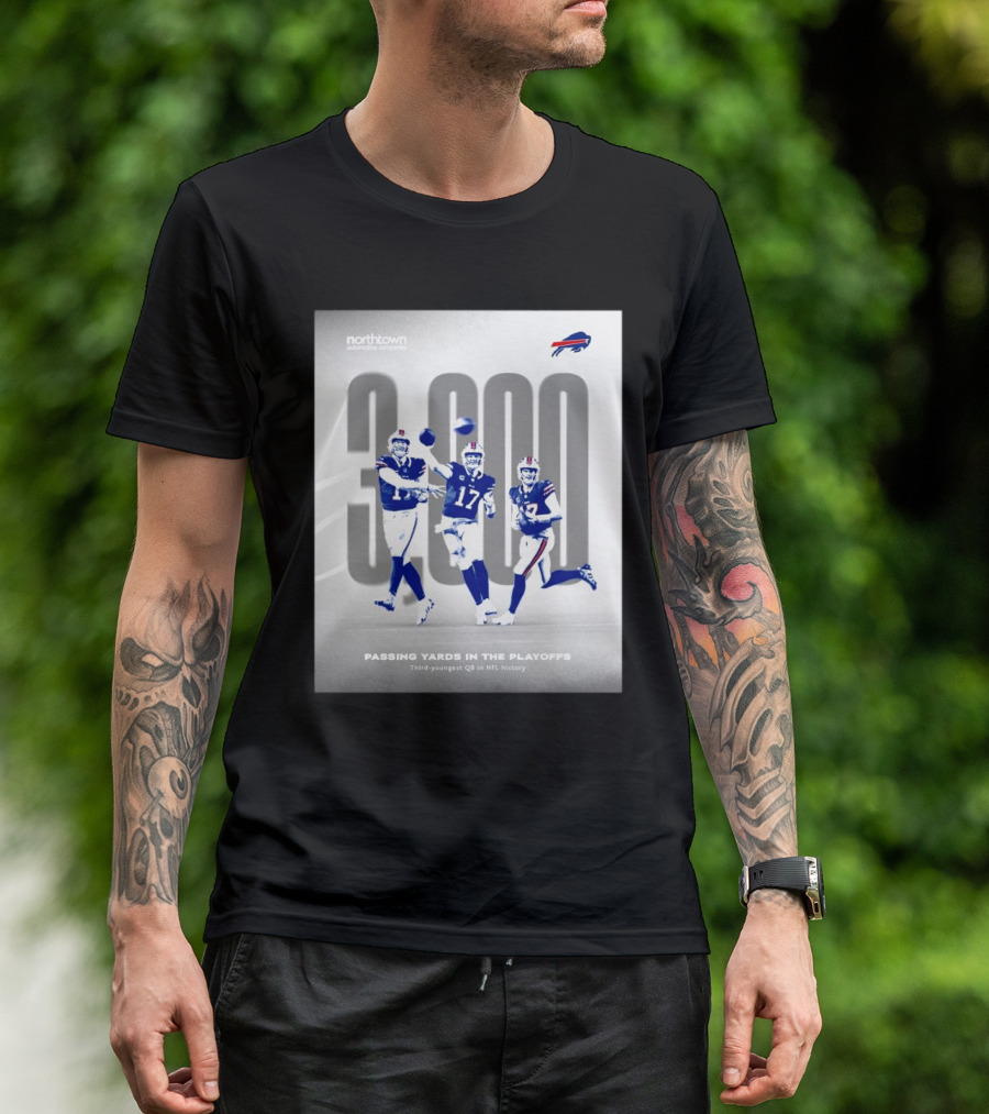 Buffalo Bills 3000 Passing Yards In The Playoffs Third-Youngest QB In NFL History T-Shirt