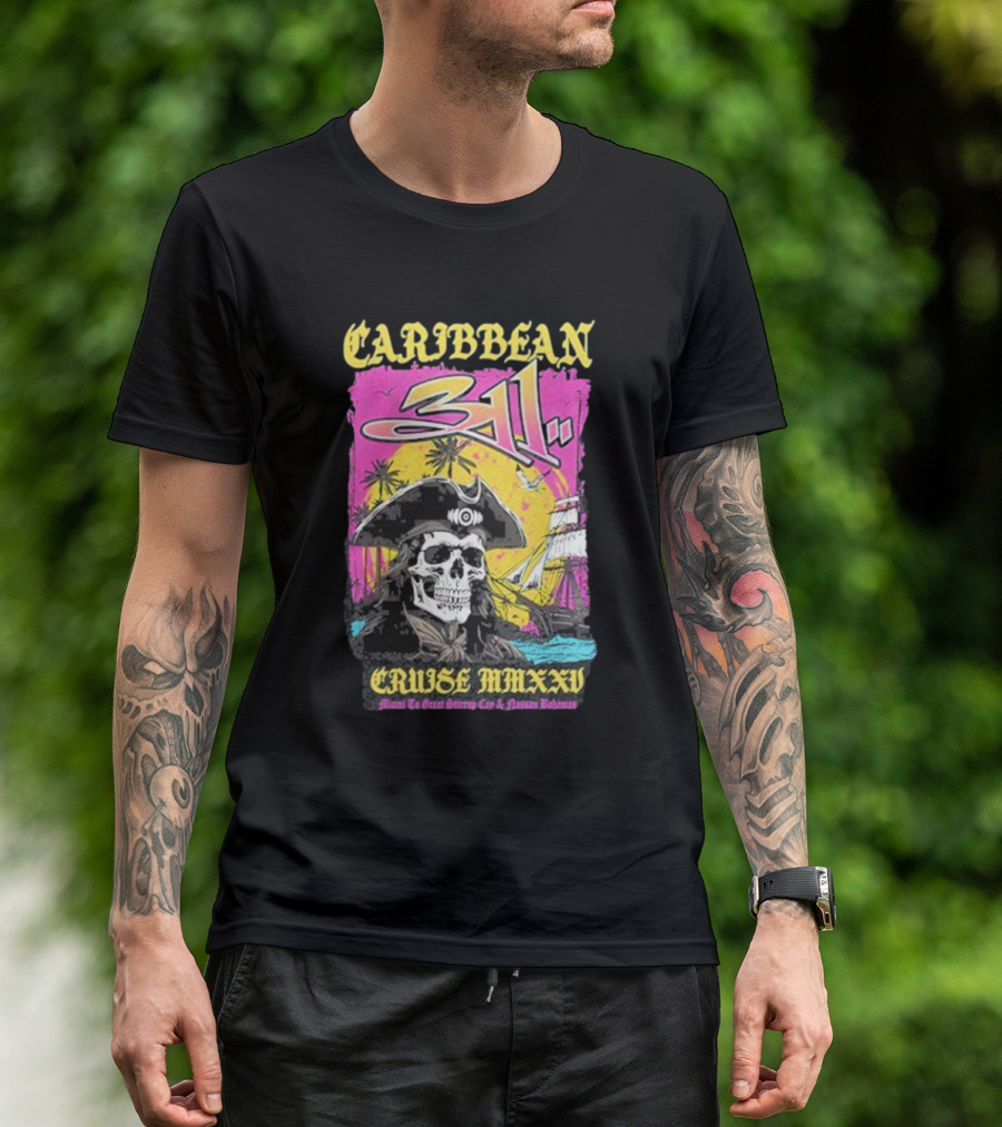 Caribbean Cruise 2025 Skull Pirate T-Shirt