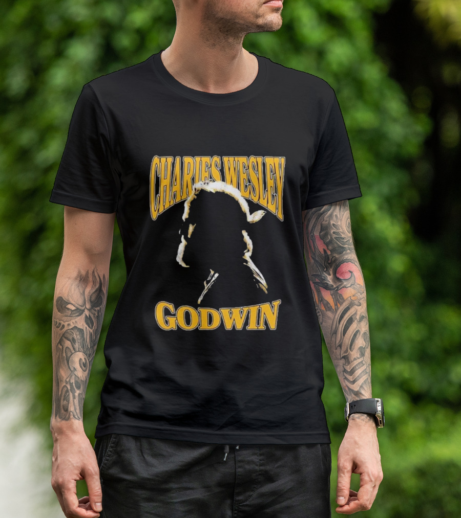 Charles Wesley Godwin CWG Silhouette Bold Yellow Text T-Shirt