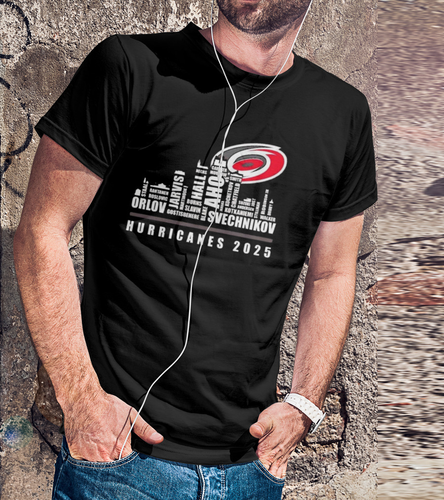 Carolina Hurricanes 2025 Players Names City Skyline T-Shirt