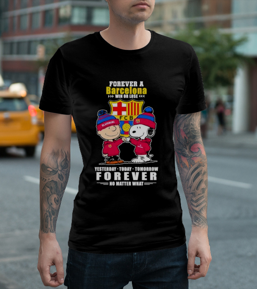 Charlie Brown and Snoopy forever a Barcelona win or lose forever no matter what T-Shirt