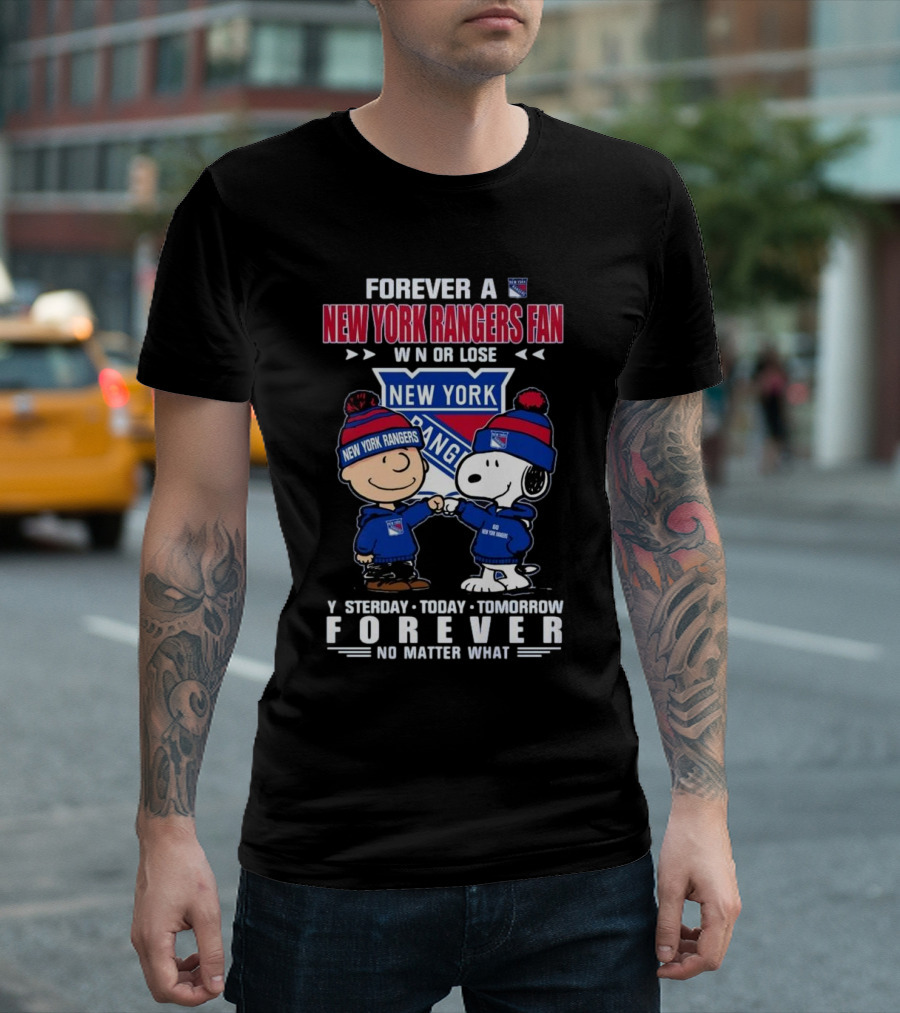 Charlie Brown And Snoopy Forever A New York Rangers Fan Win Or Lose Yesterday Today Tomorrow Forever T-Shirt