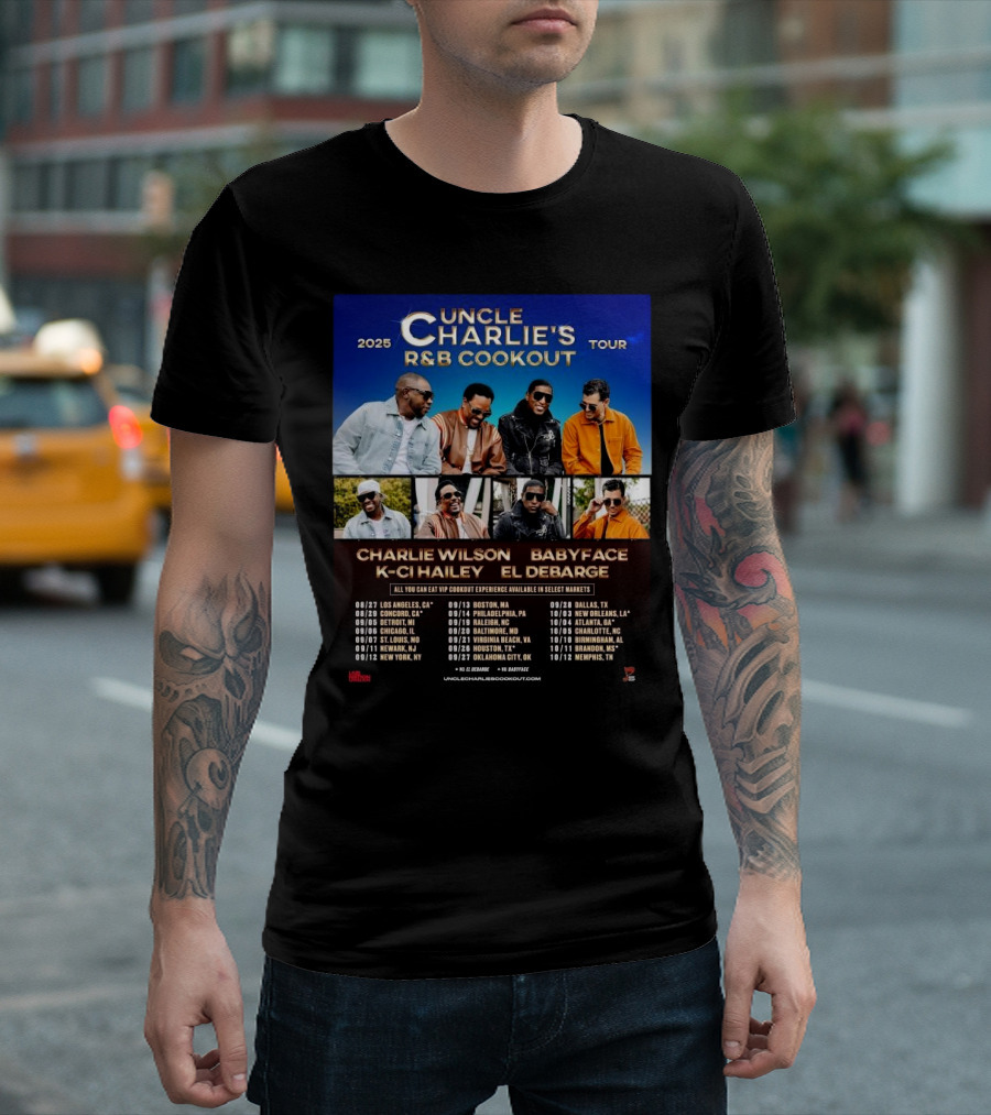 Charlie Wilson Events Uncle Charlie’s R&B Cookout Tour 2025 Schedules Cities Tour T-Shirt