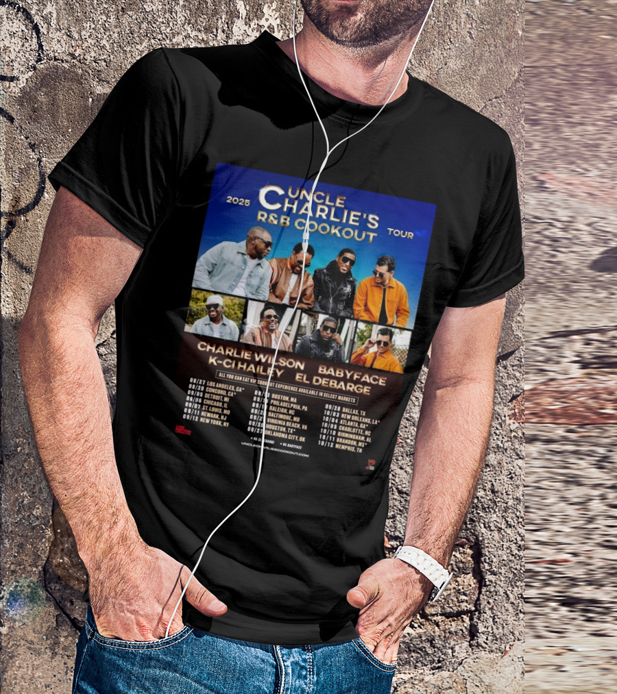 Charlie Wilson Events Uncle Charlie’s R&B Cookout Tour 2025 Schedules Cities Tour T-Shirt