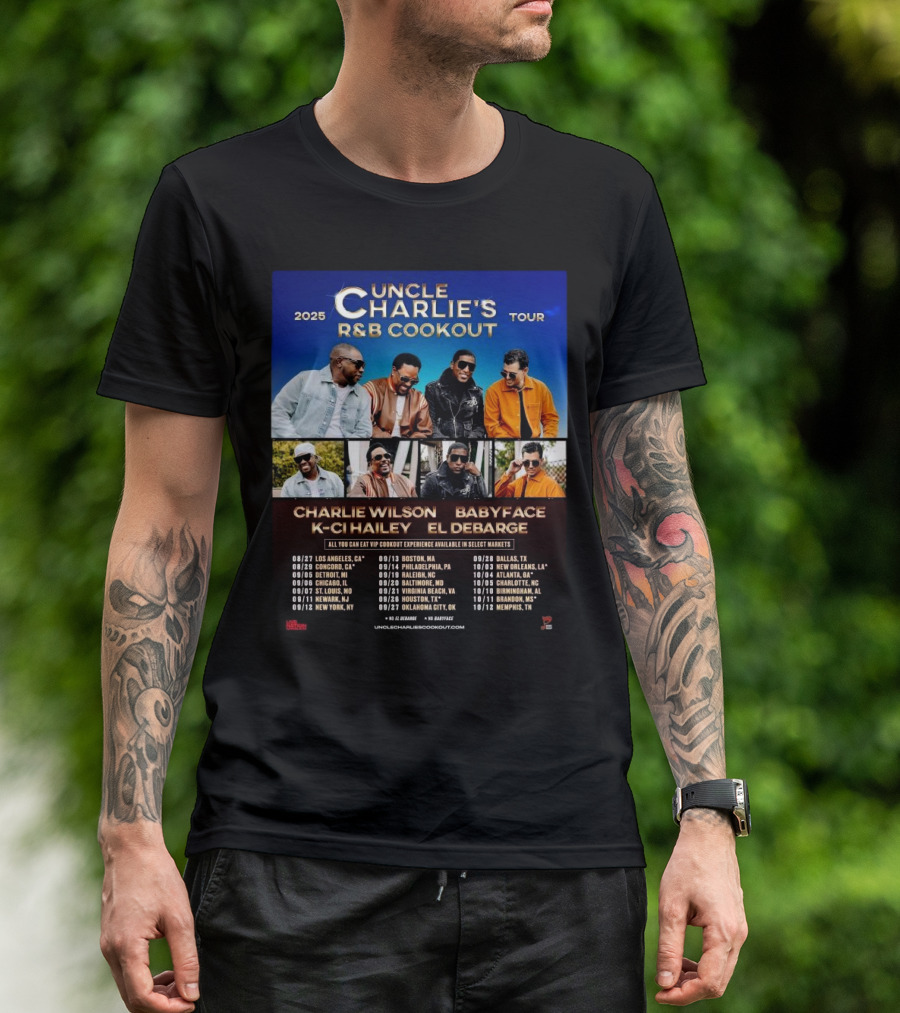 Charlie Wilson Events Uncle Charlie’s R&B Cookout Tour 2025 Schedules Cities Tour T-Shirt