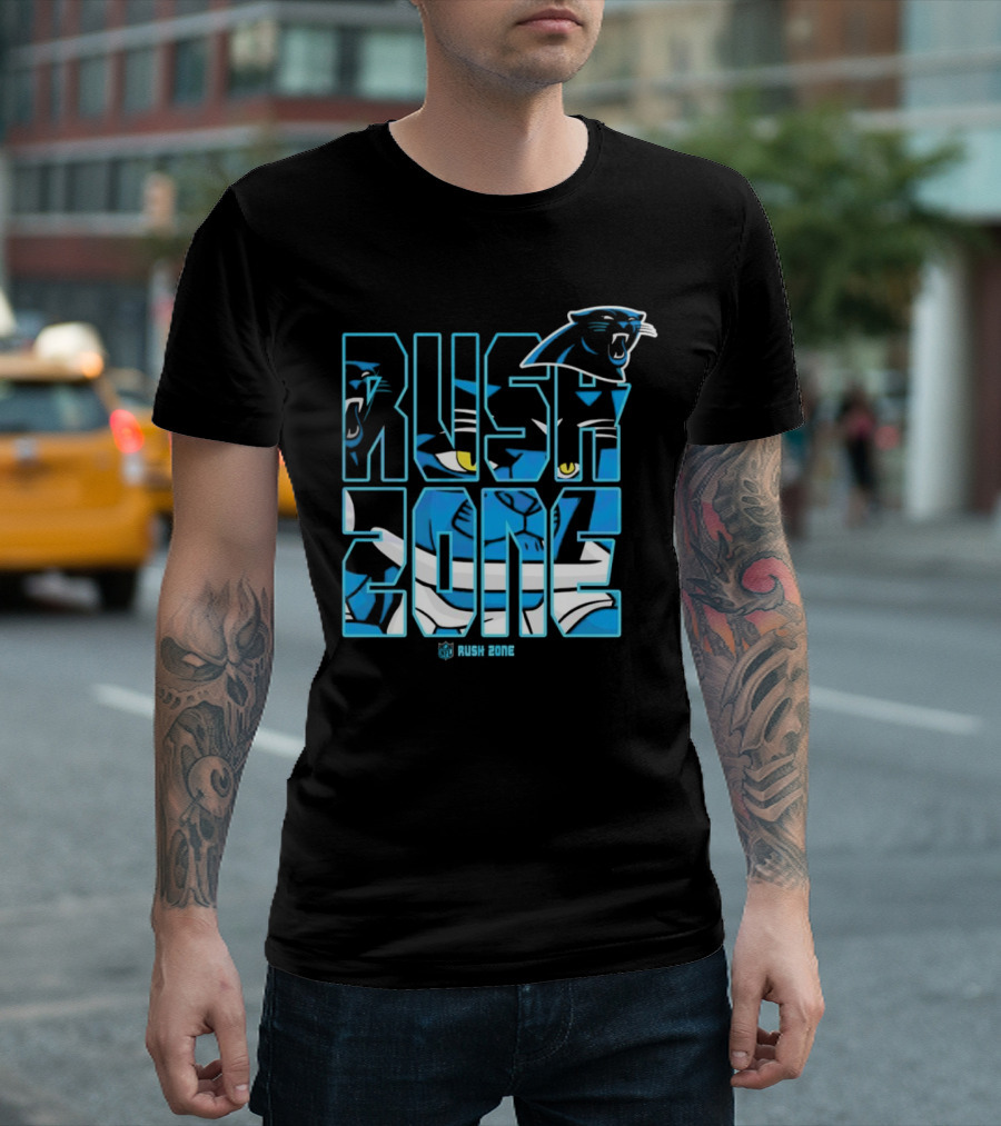 Carolina Panthers NFL rush zone cartoon football logo T-Shirt
