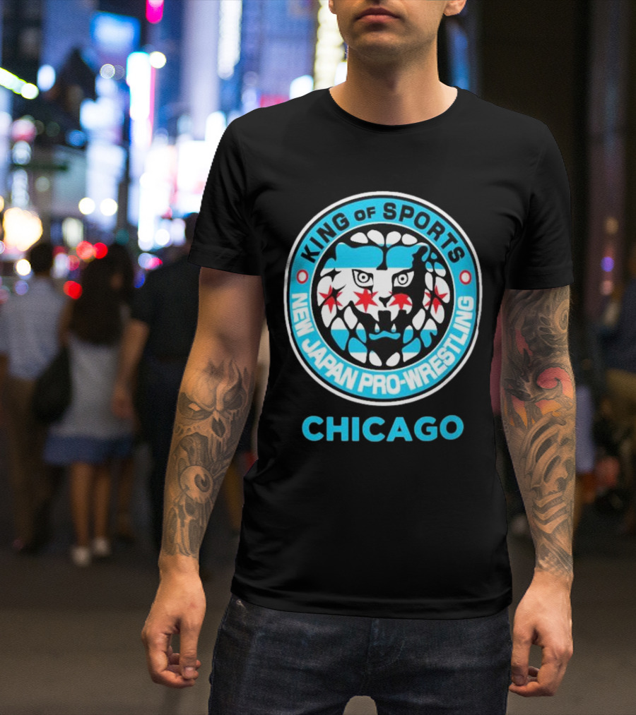 Chicago Lion Mark King Of Sports New Japan Pro-Wrestling Logo T-Shirt