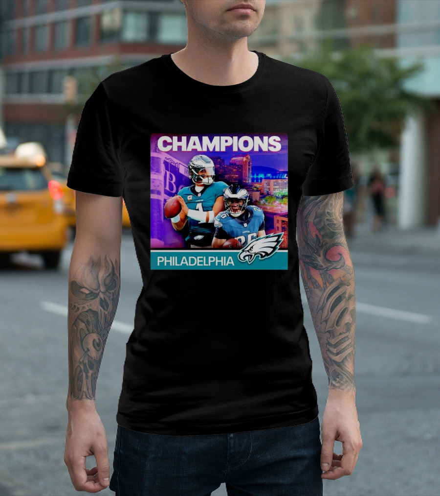 Champions Super Bowl LIX Philadelphia Eagles Hurts And Barkley T-Shirt