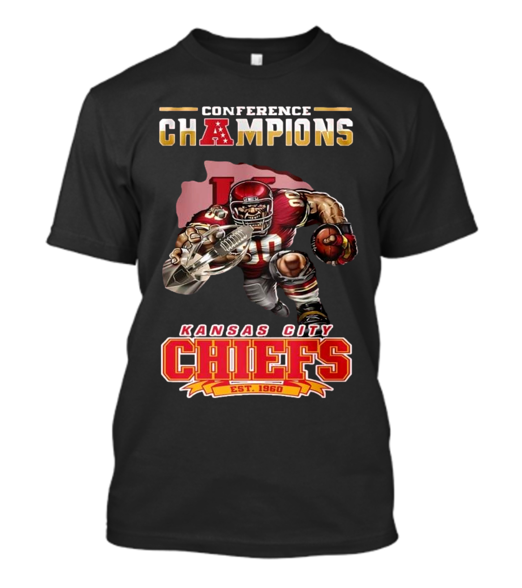 Conference Champions Kansas City Chiefs Est 1960 Football Player Art T-Shirt