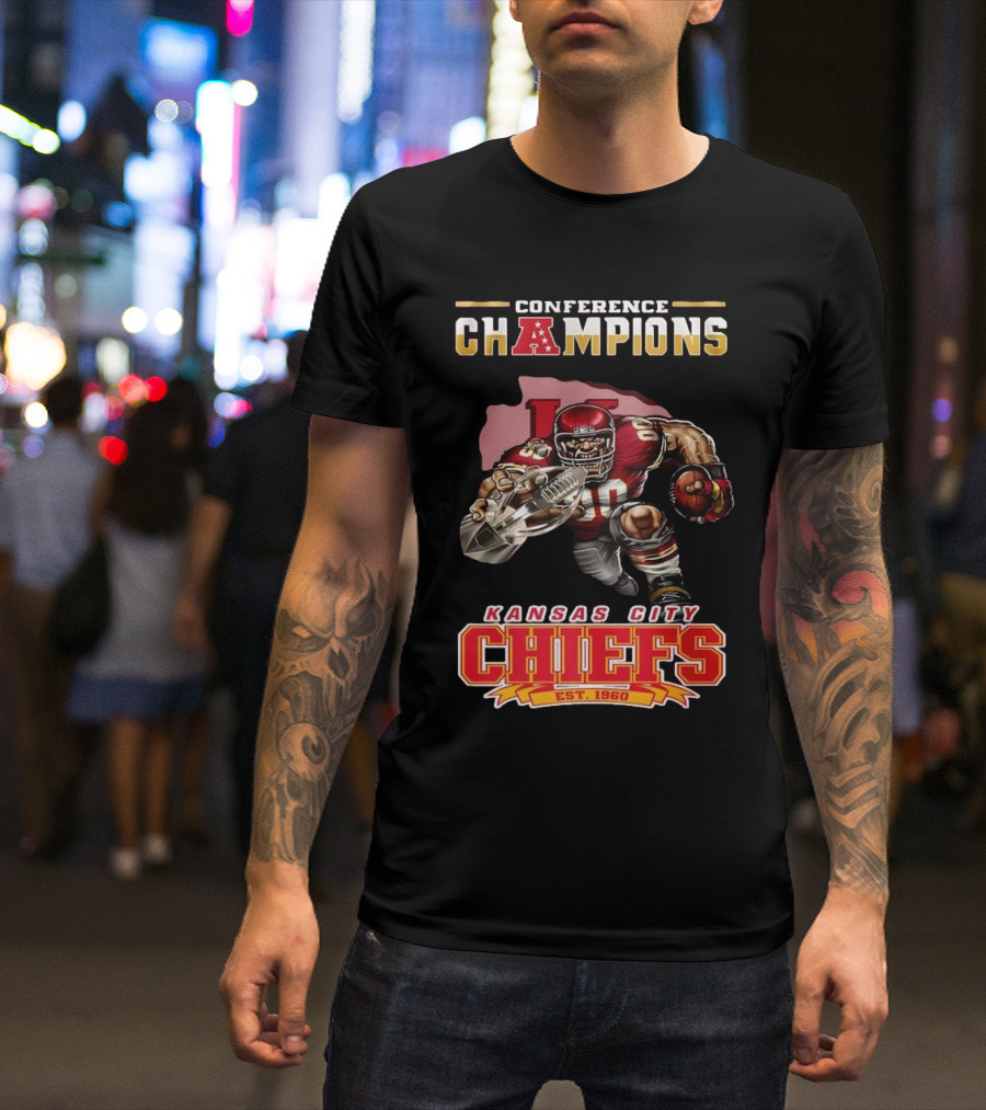 Conference Champions Kansas City Chiefs Est 1960 Football Player Art T-Shirt