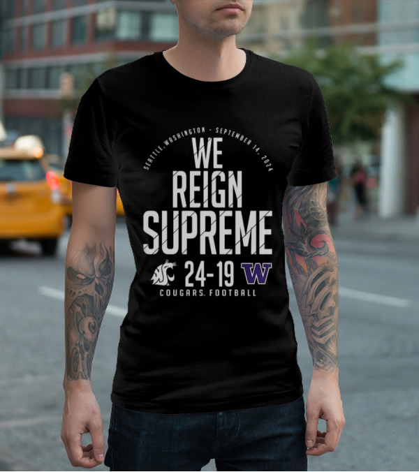 Crimson Washington State Cougars Vs. Washington Huskies Score T-Shirt