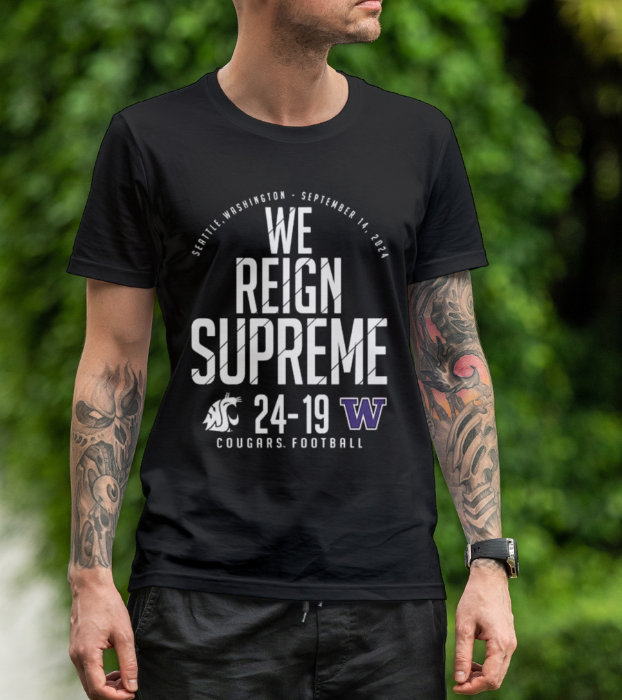 Crimson Washington State Cougars Vs. Washington Huskies Score T-Shirt