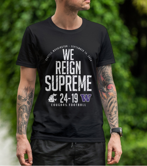 Crimson Washington State Cougars Vs. Washington Huskies Score T-Shirt