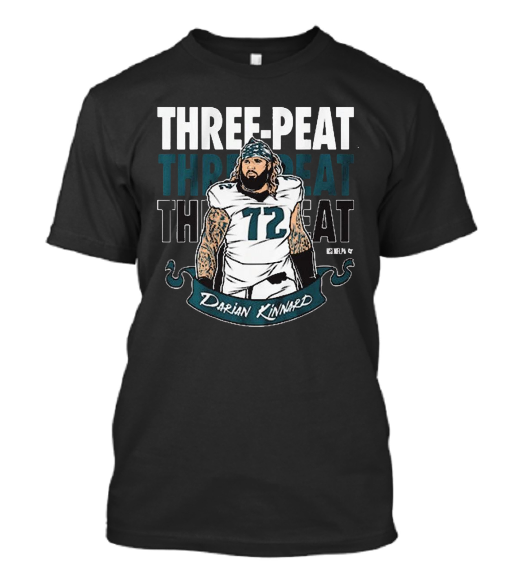 Darian Kinnard Three-Peat Philadelphia Eagles NFL Football T-Shirt